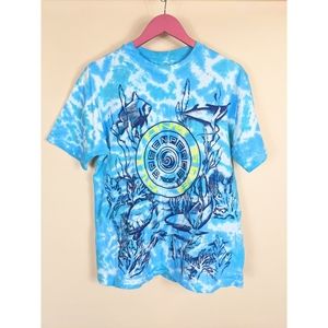 Vintage Hanes 90s Tie-Dye Greenpeace Single Stitch T-shirt All Over Ocean Print